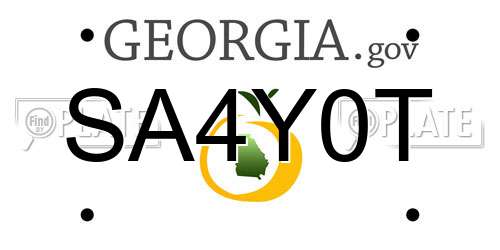 SA4Y0T Georgia License Plate