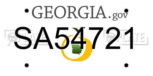 SA54721 Georgia License Plate