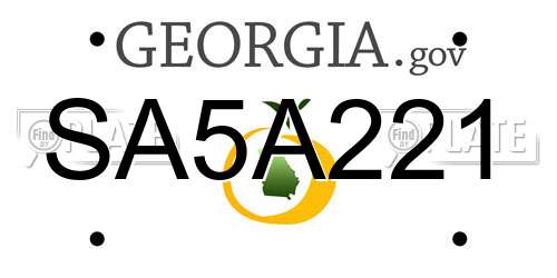SA5A221 Georgia License Plate