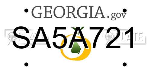 SA5A721 Georgia License Plate