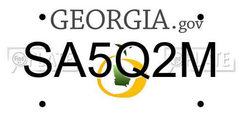 SA5Q2M Georgia License Plate