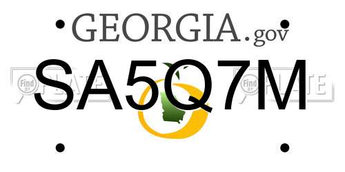 SA5Q7M Georgia License Plate