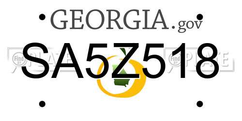 SA5Z518 Georgia License Plate