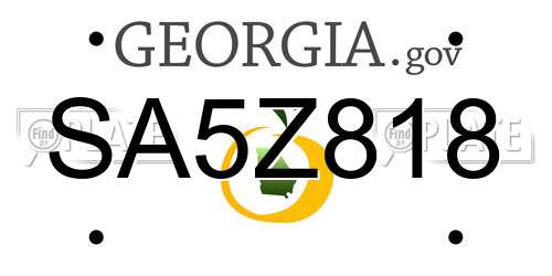 SA5Z818 Georgia License Plate