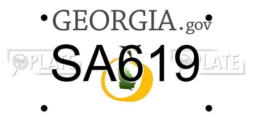 SA619 Georgia License Plate