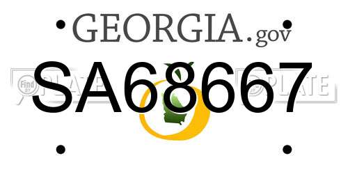 SA68667 Georgia License Plate