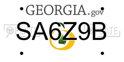 SA6Z9B Georgia License Plate