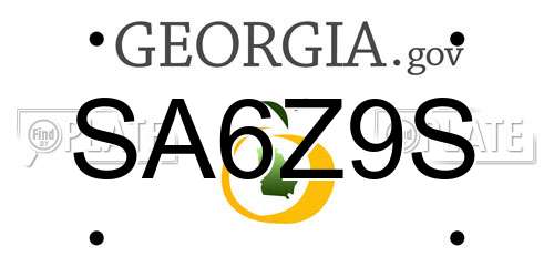 SA6Z9S Georgia License Plate