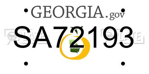 SA72193 Georgia License Plate