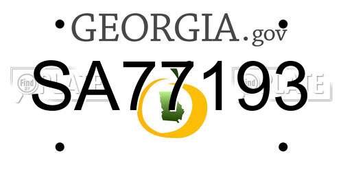 SA77193 Georgia License Plate