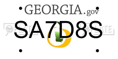 SA7D8S Georgia License Plate