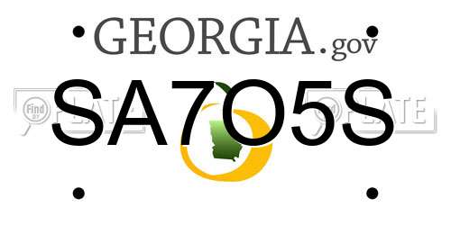 SA7O5S Georgia License Plate
