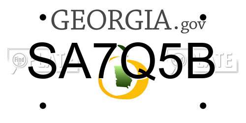 SA7Q5B Georgia License Plate