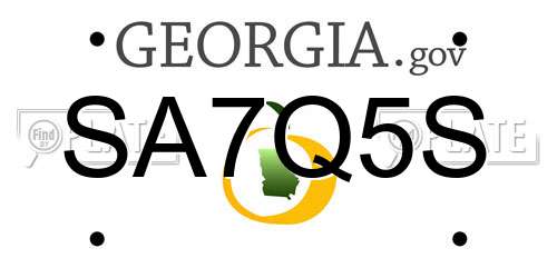 SA7Q5S Georgia License Plate