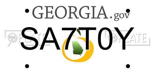SA7T0Y Georgia License Plate