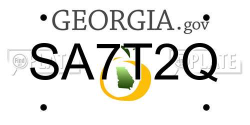 SA7T2Q Georgia License Plate