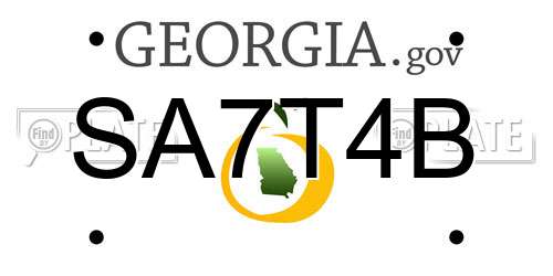 SA7T4B Georgia License Plate