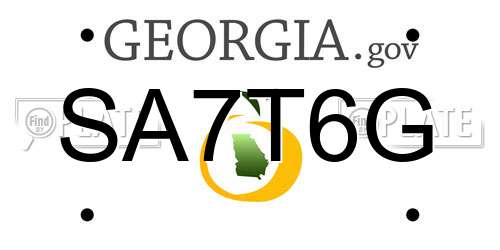 SA7T6G Georgia License Plate