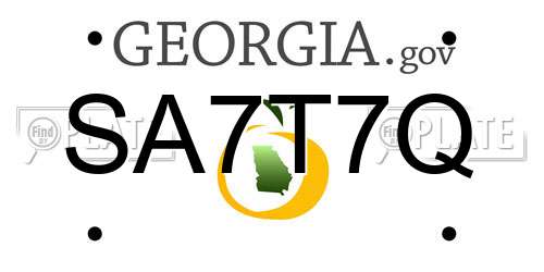 SA7T7Q Georgia License Plate
