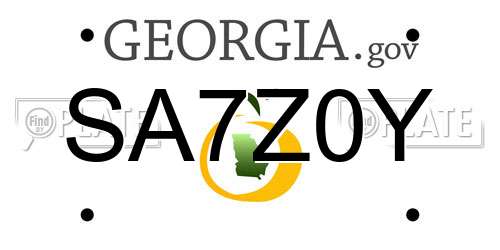 SA7Z0Y Georgia License Plate