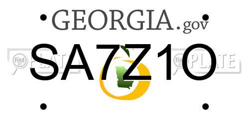 SA7Z1O Georgia License Plate