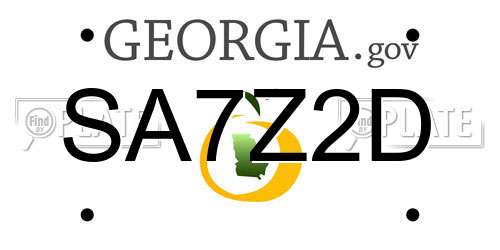 SA7Z2D Georgia License Plate