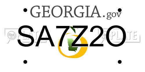 SA7Z2O Georgia License Plate