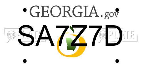 SA7Z7D Georgia License Plate