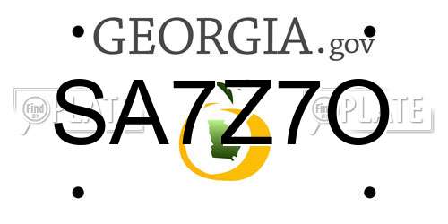 SA7Z7O Georgia License Plate