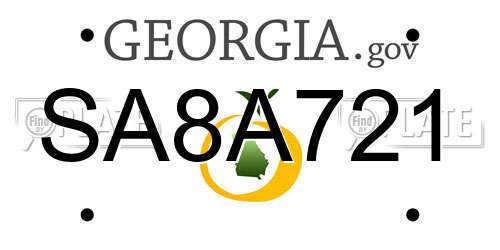 SA8A721 Georgia License Plate