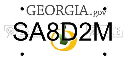 SA8D2M Georgia License Plate