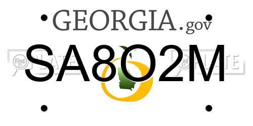 SA8O2M Georgia License Plate