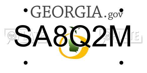SA8Q2M Georgia License Plate