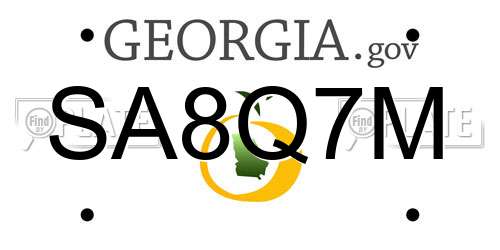 SA8Q7M Georgia License Plate