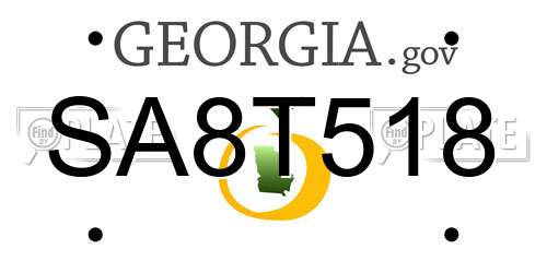SA8T518 Georgia License Plate