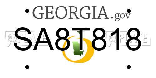 SA8T818 Georgia License Plate