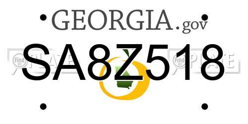 SA8Z518 Georgia License Plate