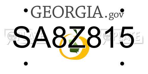 SA8Z815 Georgia License Plate