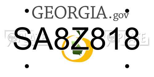 SA8Z818 Georgia License Plate