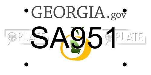 SA951 Georgia License Plate