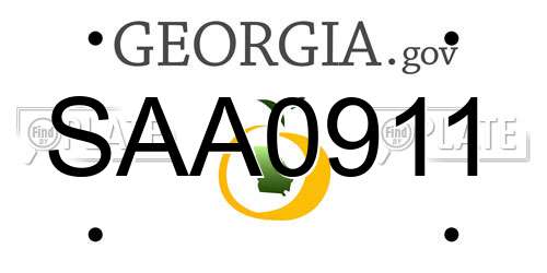 SAA0911 Georgia License Plate