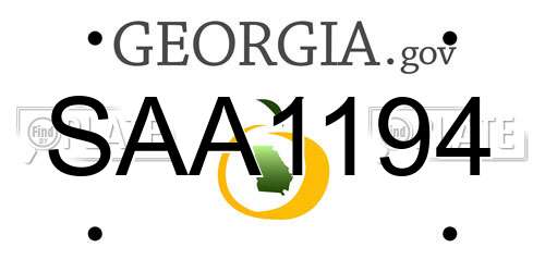 SAA1194 Georgia License Plate
