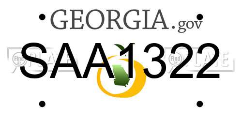SAA1322 Georgia License Plate
