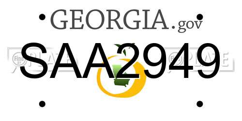 SAA2949 Georgia License Plate