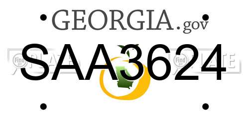 SAA3624 Georgia License Plate