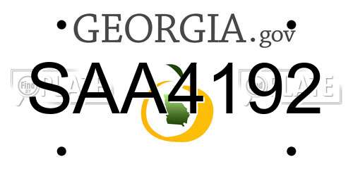 SAA4192 Georgia License Plate