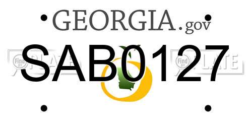 SAB0127 Georgia License Plate