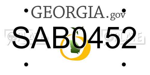 SAB0452 Georgia License Plate