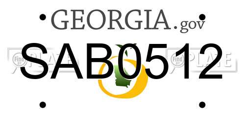 SAB0512 Georgia License Plate