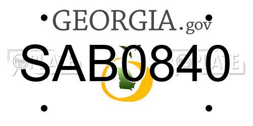 SAB0840 Georgia License Plate